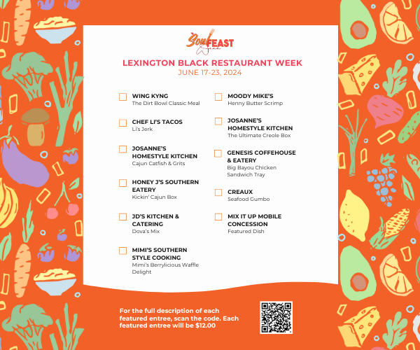 Lexington Black Restaurant Week Menu