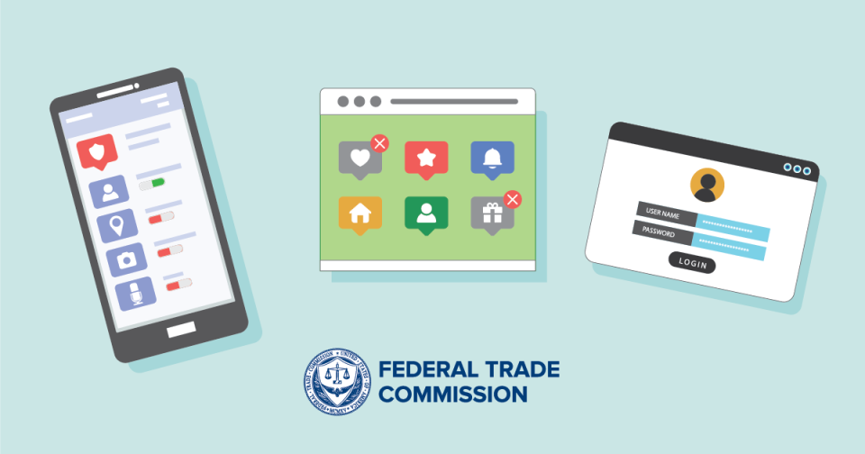 phone browser tab open, and username and password ftc graphic