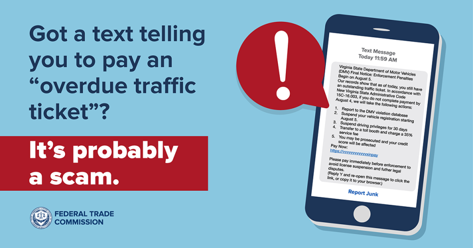 got a text saying you have an overdue traffic ticket? it's probably a scam