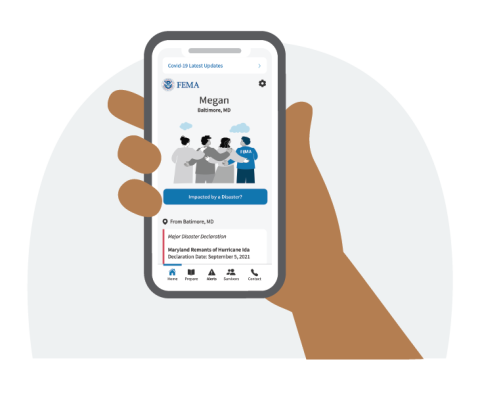 phone with fema app showing