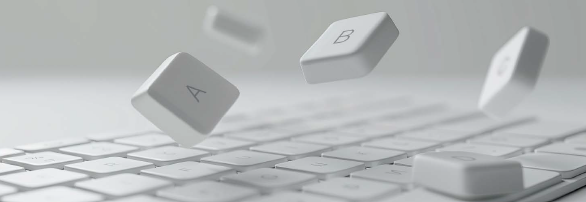 keyboard letters floating above keyboard