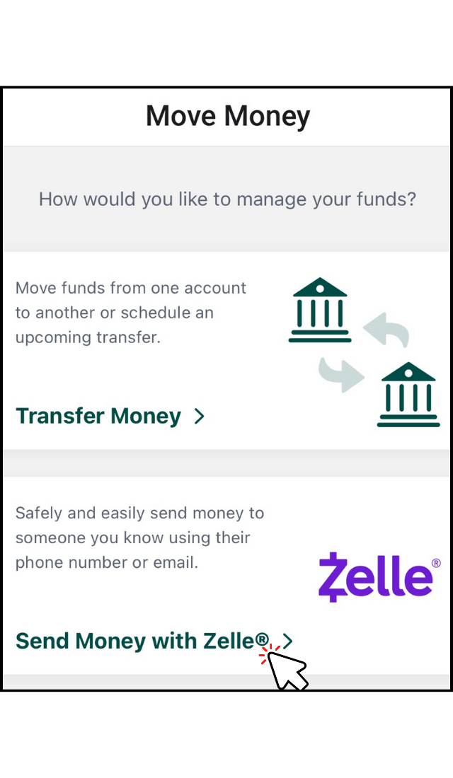 send money with zelle link on traditional bank app