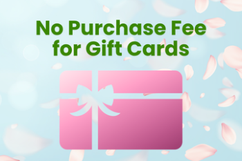 no purchase fee gift cards with petals in background Banner