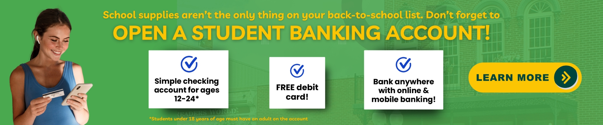 open a student banking account Banner