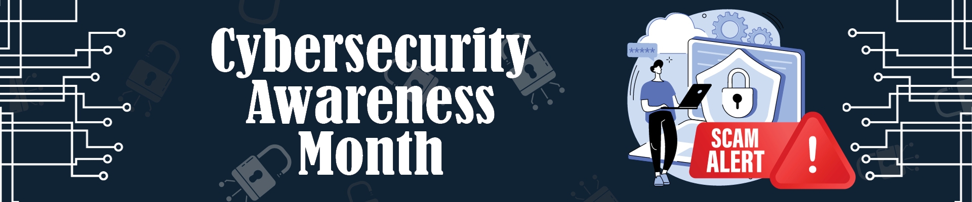 cybersecurity awareness month with software background Banner