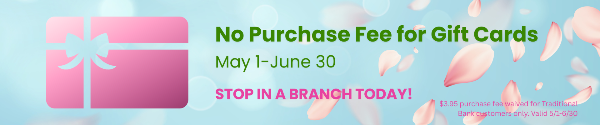 no purchase fee gift cards for may and june 2026 Banner