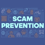scam prevention with spam emojis in background
