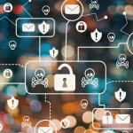 screen with locks, email notifications, security alerts