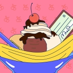 check stuck in an ice cream sundae