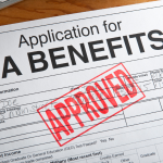 application for VA benefits with approved stamp