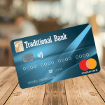 traditional bank's blue business credit card with words "business credit card" above card